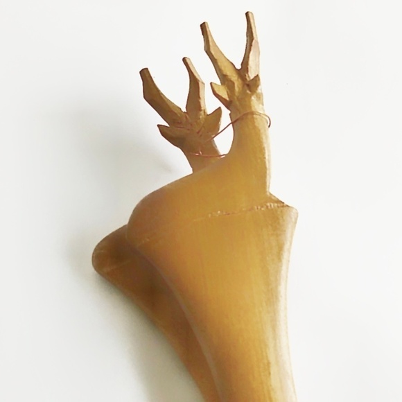 VINTAGE Wooden Salad Serving Fork Spoon Carved Brown Elk Salad Kenya - Picture 3 of 10